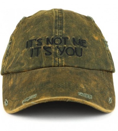 Baseball Caps It's Not Me It's You Embroidered Frayed Washed Cotton Baseball Cap - Green - CD1875MZM83