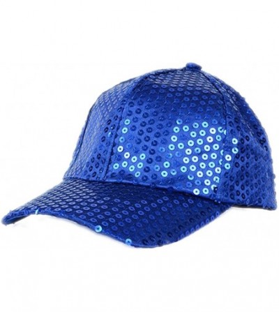 Baseball Caps Glitter Sequins Baseball Caps Snapback Hats Party Outdoor Adjustable Hat for Women Men - Blue - CF188ZXNRAG