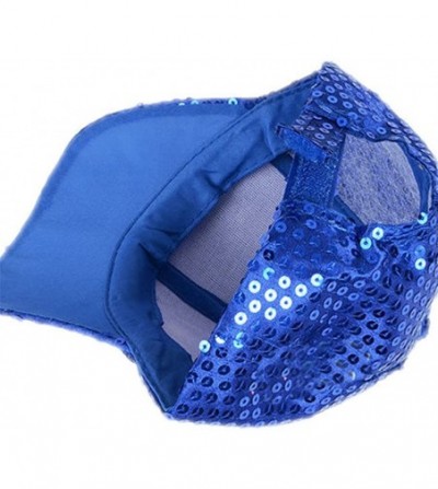 Baseball Caps Glitter Sequins Baseball Caps Snapback Hats Party Outdoor Adjustable Hat for Women Men - Blue - CF188ZXNRAG