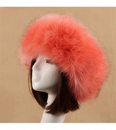 Skullies & Beanies Women's Faux Fur Headband Soft Winter Cossack Russion Style Hat Cap - Candy Pink - CV18L8HA52O