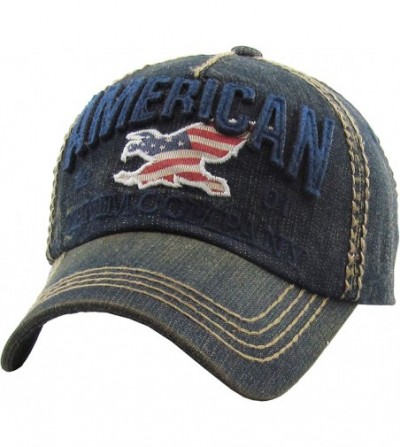 Baseball Caps Eagle and Free Spirit Distressed Baseball Cap Dad Hat Adjustable Unisex Fashion - (3.2) Dark Denim Eagle - CA12...