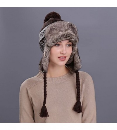 Skullies & Beanies Women Knit Wool Beanie Hat Winter Warm Ski Cap with Ear Flaps - Coffee - C5187NOMSOG