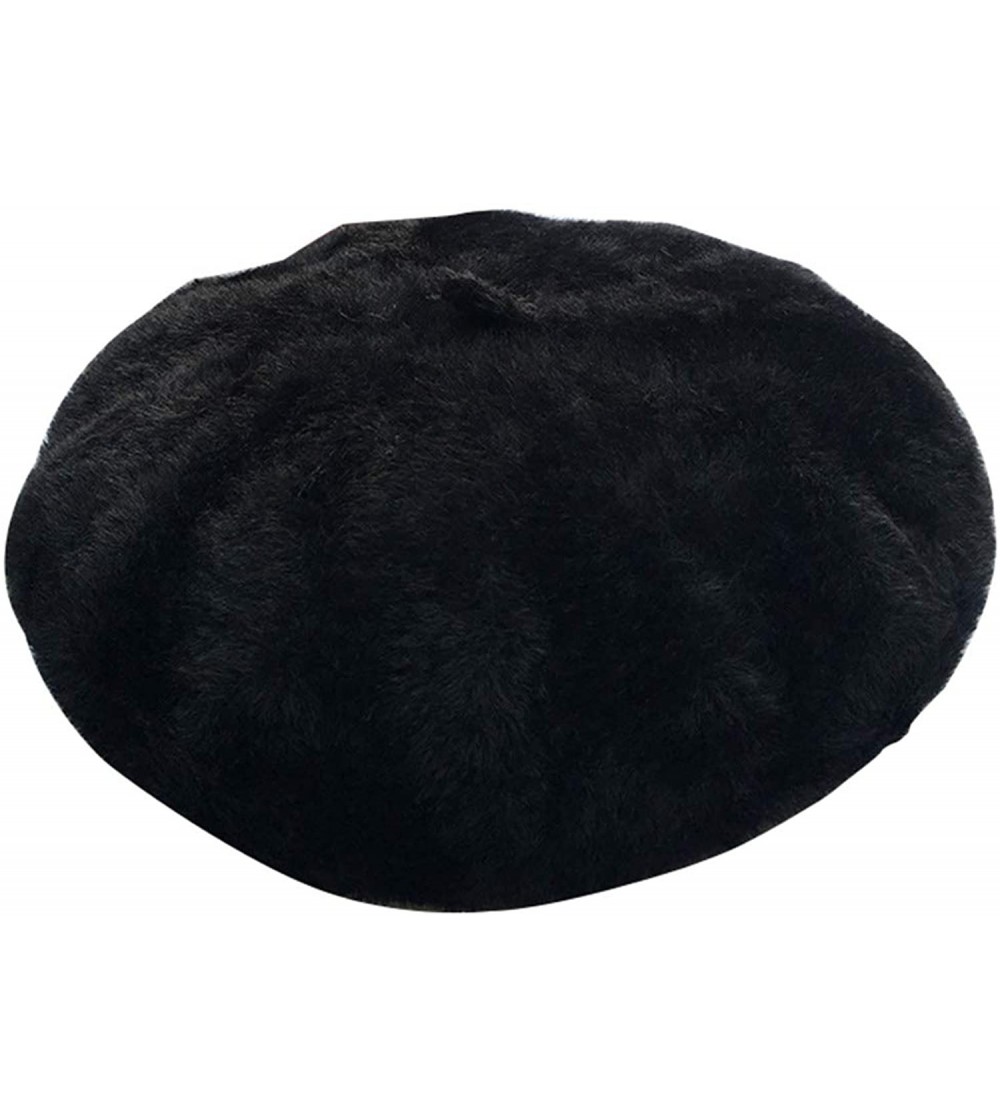 Skullies & Beanies Berets for Women Hat Velvet Adjustable Thick French Style - Black - CX18I2Y97L9