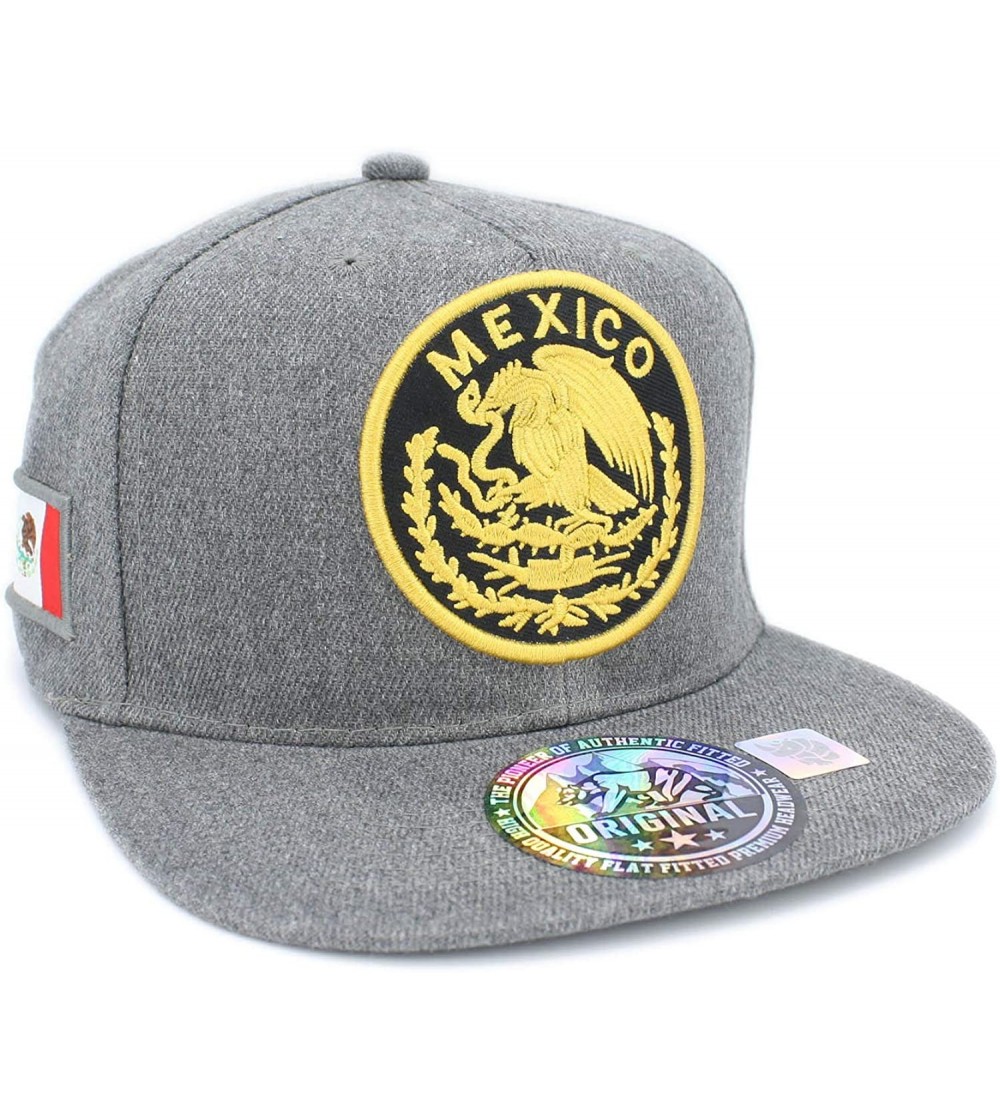 Baseball Caps Embroidered Mexico Eagle in Big Circle with Mexico Flag Snapback Baseball Cap - Char/Yellow/Char - CK18H0A06SX