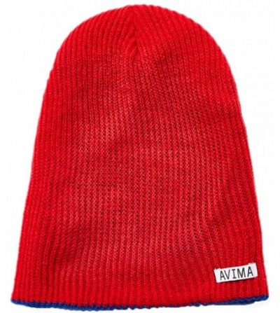 Skullies & Beanies Reversible Beanie Hat for Men- Women & Kids in Stretchy Comfy - Blue and Red - C6188QXK3QA