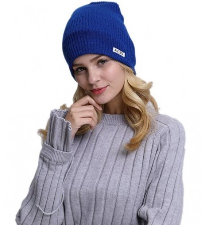 Skullies & Beanies Reversible Beanie Hat for Men- Women & Kids in Stretchy Comfy - Blue and Red - C6188QXK3QA