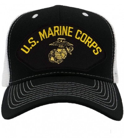 Baseball Caps US Marine Corps EGA Hat/Ballcap Adjustable One Size Fits Most (Black Patch) - Mesh-back Black & White - C318S7G...