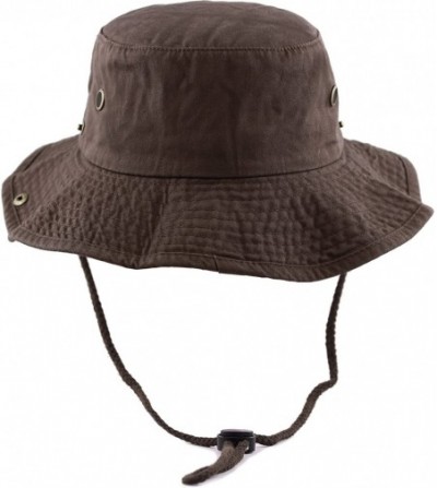 Sun Hats 100% Cotton Stone-Washed Safari Wide Brim Foldable Double-Sided Sun Boonie Bucket Hat - Darkbrown - C912O44E92D