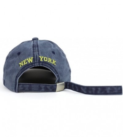 Baseball Caps New York NY Text 3D Embroidered Baseball Cap Long Tail Strap - Navy - C318CD5W9O5