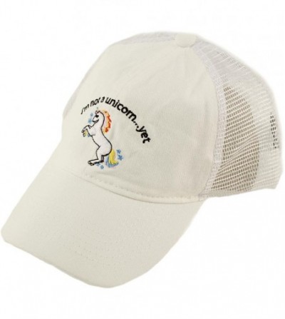 Baseball Caps Summer Embroidered I'm Not a Unicon Yet Mesh Trucker Baseball Ball Cap Hat - White - CU180OMKTMM