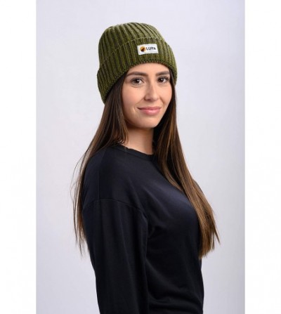 Skullies & Beanies Canadian-Made Unisex Extreme Cold Fleece-Band Beanie - Army/Grey - CQ18YQIM87C