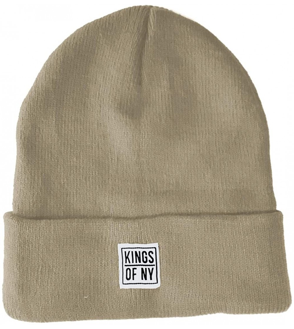 Skullies & Beanies Mini Logo Cuffed Knit Winter Beanie Hat - for Men and Women - Tan - CI18KMMHMS8
