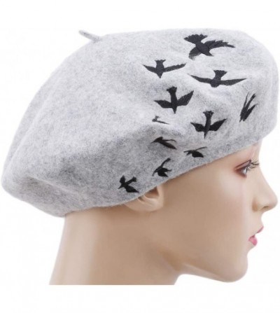 Berets Pattern Embroidered Embroidery Vintage - Gray - C718OMDWUAO
