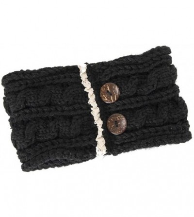 Cold Weather Headbands Winter Warm Button Headband Women Wool Knit Crochet Twist Hair Band Sport Headwrap Ear Warmer - Black ...