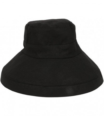 Bucket Hats Women's Cotton Bucket Hat Casual Collapsible Fisherman Cap Sun Hat for Spring and Summer - Black - CX1800KSMWX