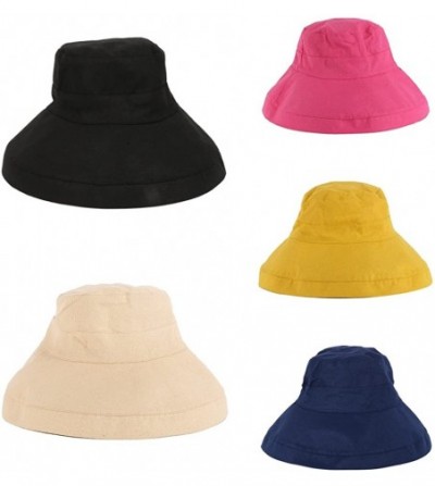 Bucket Hats Women's Cotton Bucket Hat Casual Collapsible Fisherman Cap Sun Hat for Spring and Summer - Black - CX1800KSMWX