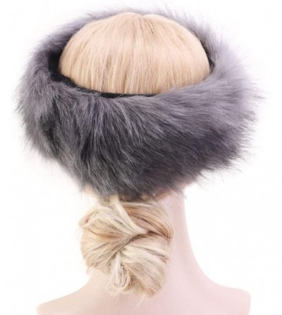 Cold Weather Headbands Women's Faux Fur Headband Elastic Head Warmer Luxurious Earmuff Snow Hat - Silver - C118K75YD8E