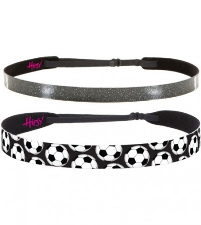 Headbands Adjustable Non Slip Smooth Glitter & Sports Headbands for Girls & Teens Multi Packs - Black Soccer & Glitter 2pk - ...