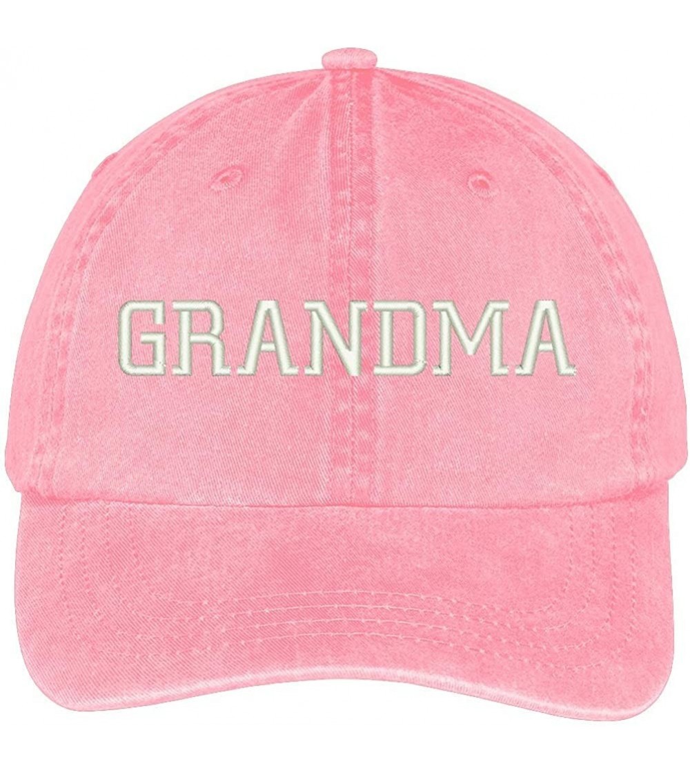 Baseball Caps Grandma Embroidered Pigment Dyed Low Profile Cotton Cap - Pink - C712GPQXRD1