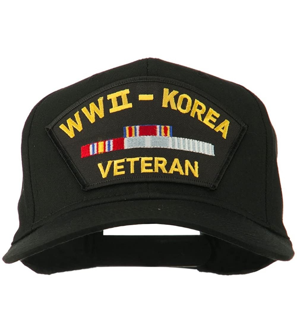 Baseball Caps WWII Korean Veteran Patched Cotton Twill Cap - Black - CH11QLM817R