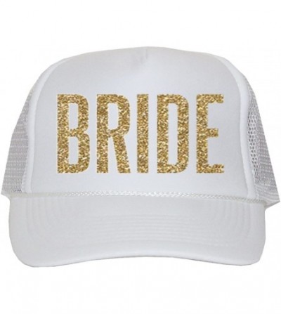 Baseball Caps Bride Trucker Hat - White and Gold Glitter - CH12N37CEB9