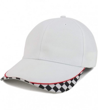Baseball Caps Racing Flag Designed Bill Structured Baseball Cap - White - C018TR5RZG6