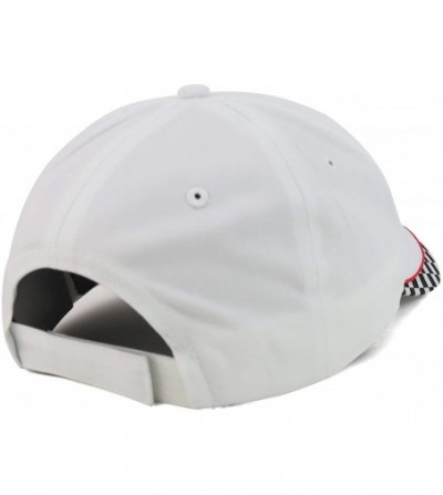 Baseball Caps Racing Flag Designed Bill Structured Baseball Cap - White - C018TR5RZG6