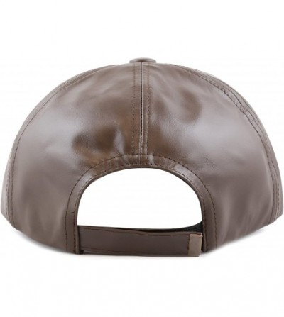 Baseball Caps Leather Hat Made in USA Genuine Leather Plain Baseball One Size Cap Hat - Brown - C812G8Z5G9R