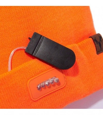 Skullies & Beanies Men's Bolt led Lighted Knit Beanie - Orange - CN1832NURN2