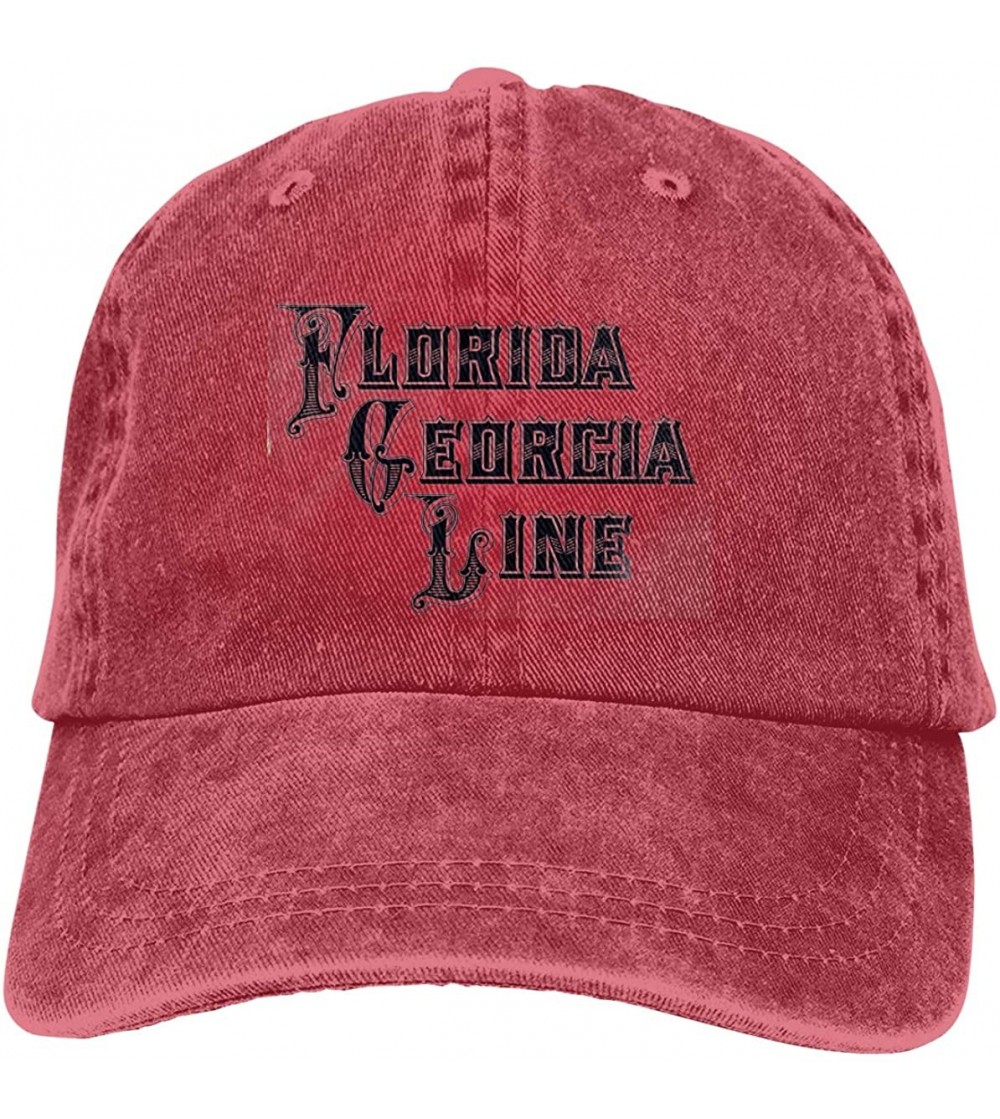 Baseball Caps Washed Dyed Adjustable Jeans Baseball Cap with Florida Georgia Line Logo for Men's & Women - Red - CN18XQ4S8ND