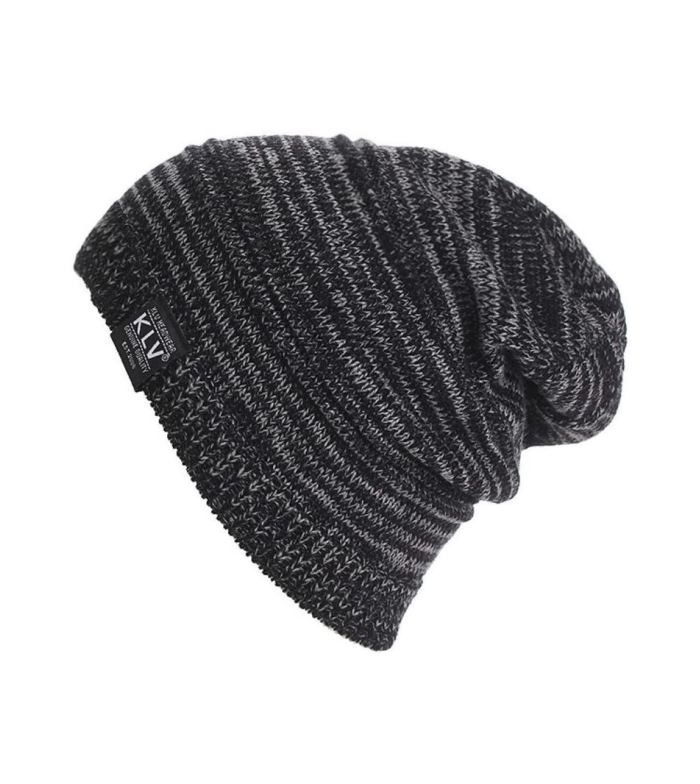 Skullies & Beanies Men Women Unisex Knit Baggy Beanie Winter Hat Ski Slouchy (Black) - Black - CT12N4A53IT