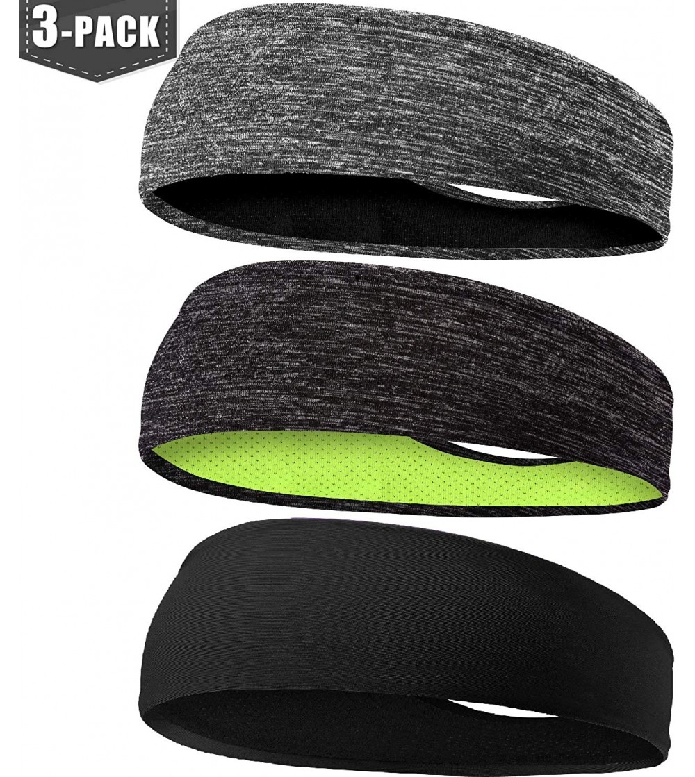 Headbands Headbands Sweatbands Performance Hairbands - 06.3Pcs Dark Gray+Light Gray+Black - CJ18EXZ5DSU