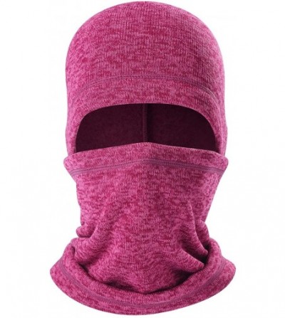 Skullies & Beanies Balaclave Fleece Windproof Ski Mask Face Mask Tactical Hood Neck Warmer - Knitting-heather Fushcia - CW18L...