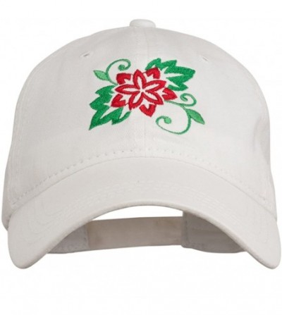 Baseball Caps Christmas Poinsettia Flower Embroidered Washed Dyed Cap - White - CH11P5HZ91Z