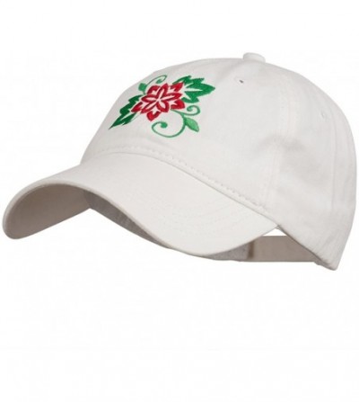 Baseball Caps Christmas Poinsettia Flower Embroidered Washed Dyed Cap - White - CH11P5HZ91Z