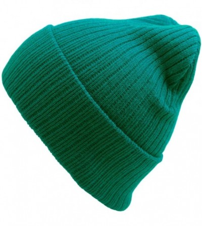 Skullies & Beanies Women's Rib Knit Beanie Hat Fashion Cuffed - Green - CH18HHTQAQC