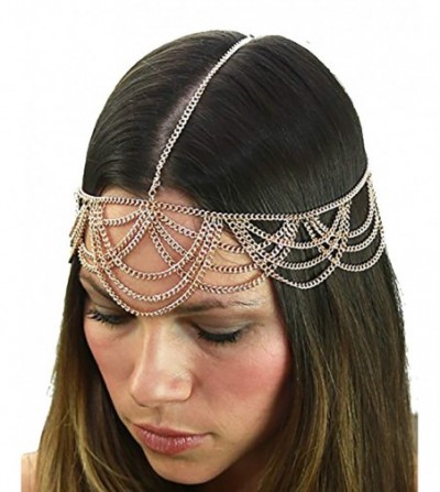 Headbands Women's Bohemian Fashion Head Chain Jewelry - Chandelier Criss Cross Draping Strand- Gold-Tone - Gold-Tone - C911SO...