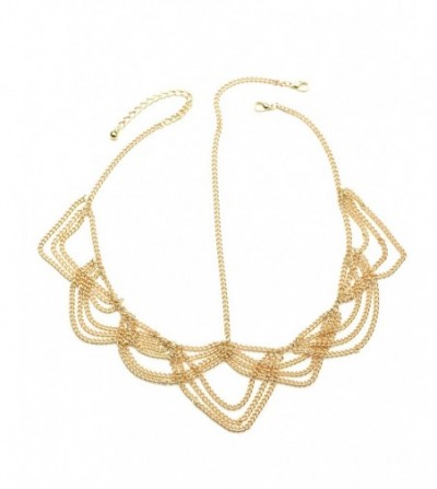 Headbands Women's Bohemian Fashion Head Chain Jewelry - Chandelier Criss Cross Draping Strand- Gold-Tone - Gold-Tone - C911SO...