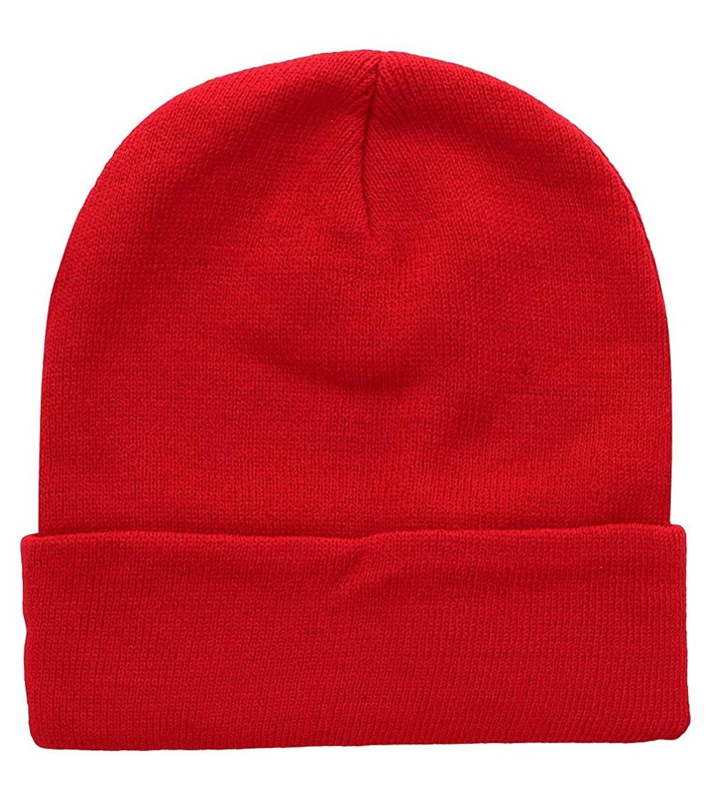 Skullies & Beanies Men Women Knitted Beanie Hat Ski Cap Plain Solid Color Warm Great for Winter - 1pc Red - CF127DWBPDZ