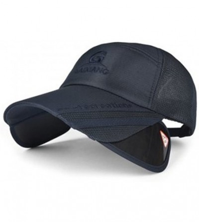 Skullies & Beanies Unisex Polyester Mesh Wide Brim Baseball Cap Adjustable Breathable Hat - Navy - C918DO69TO9