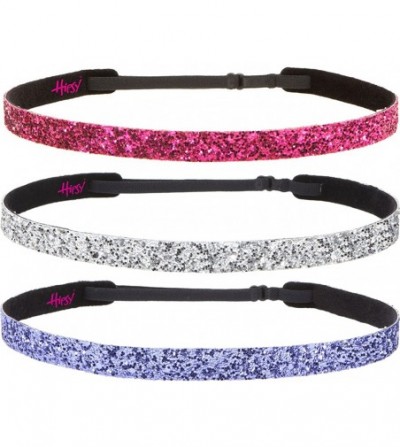 Headbands Girl's Adjustable Non Slip Skinny Bling Glitter Headband Multi Pack - Silver/Purple/Hot Pink - CZ11TOOQNNX