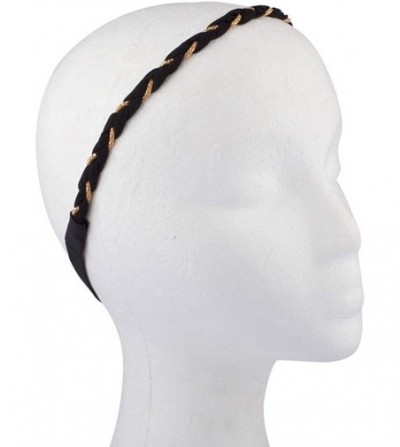 Headbands Woven Black Brown Stretch Headband Head Band Set (3pc) - CZ121HOKML1
