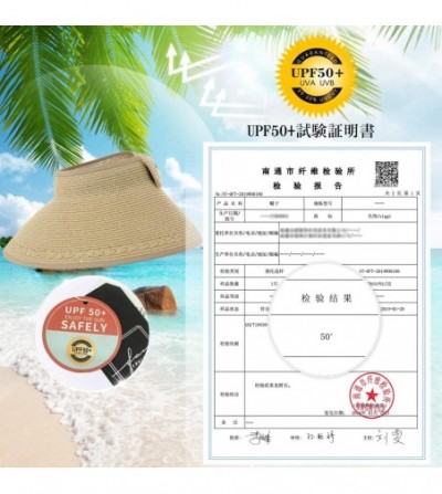 Visors Rollup Straw Sun Visor Foldable Wide Brim Travel Hat Freesize Ponytail Fashion - 00764_beige - CV18T740SG8
