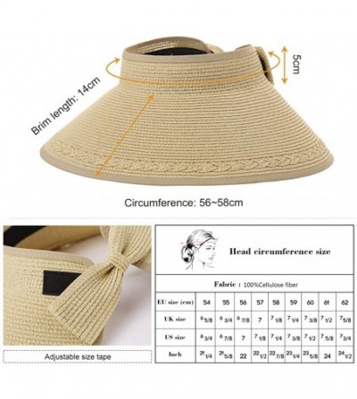 Visors Rollup Straw Sun Visor Foldable Wide Brim Travel Hat Freesize Ponytail Fashion - 00764_beige - CV18T740SG8