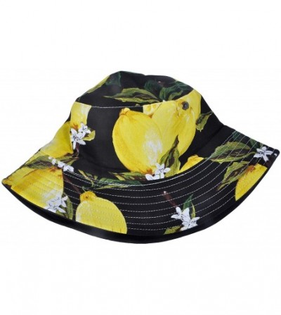 Bucket Hats Unisex Cute Print Bucket Hat Summer Fisherman Cap - Black Lemon - C118ZH64RG5