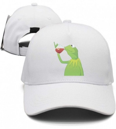 Baseball Caps Kermit The Frog"Sipping Tea" Adjustable Red Strapback Cap - Afunny-green-frog-sipping-tea-20 - C818ICRQKCU