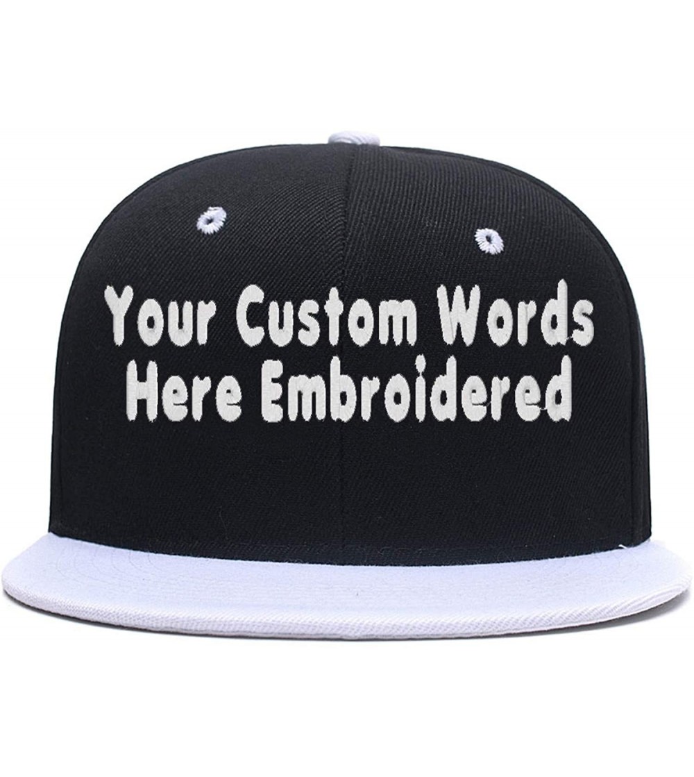 Baseball Caps Hip Hop Snapback Casquette-Embroidered.Custom Flat Bill Dance Plain Baseball Dad Hats - Black White - CZ18HK6LX56