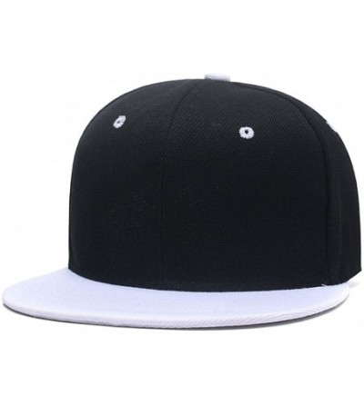 Baseball Caps Hip Hop Snapback Casquette-Embroidered.Custom Flat Bill Dance Plain Baseball Dad Hats - Black White - CZ18HK6LX56
