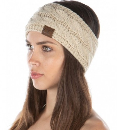 Cold Weather Headbands Exclusives Womens Head Wrap Lined Headband Stretch Knit Ear Warmer - Beige - CO18Y8HK76Y