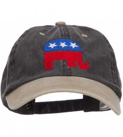 Baseball Caps Republican Elephant USA Embroidered Two Tone Cap - Black Khaki - CD124YMI5C1
